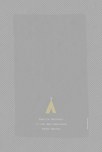 Faire-part de naissance Tipis photo (4 pages) gris Faire-part de naissance Tipis photo (4 pages) gris