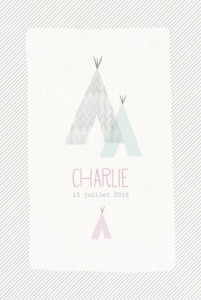 Faire-part de naissance Tipis photo (4 pages) beige rose Faire-part de naissance Tipis photo (4 pages) beige rose