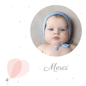 Carte de remerciement Petit noeud photo rose Carte de remerciement Petit noeud photo rose