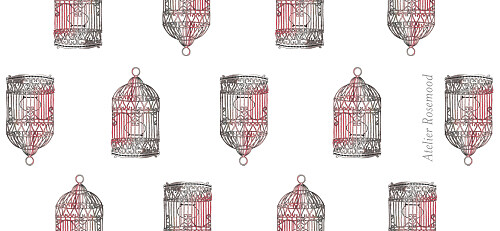 Etiquette perforée mariage Cage à oiseaux rouge - Verso Etiquette perforée mariage Cage à oiseaux rouge - Verso