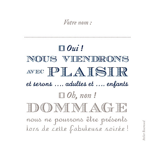 Carton réponse mariage Voiture de collection bleu - Verso Carton réponse mariage Voiture de collection bleu - Verso