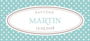Etiquette perforée baptême Motif chic turquoise