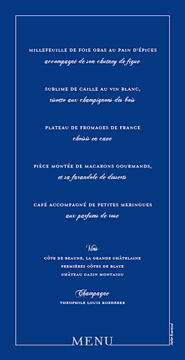 Menu de mariage Classique liseré bleu - Page 2 Menu de mariage Classique liseré bleu - Page 2