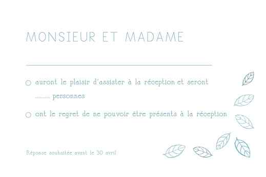Carton réponse mariage Nature bleu Carton réponse mariage Nature bleu