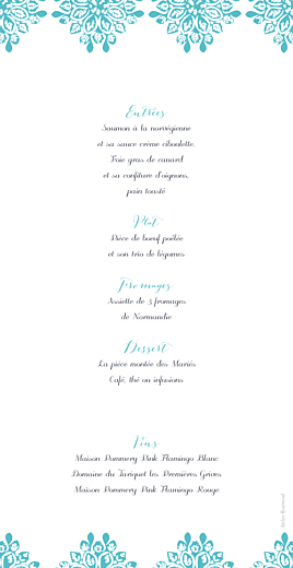 Menu de mariage Grâce turquoise - Page 2 Menu de mariage Grâce turquoise - Page 2