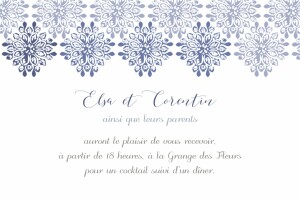 Carton d'invitation mariage Grâce blanc bleu Carton d'invitation mariage Grâce blanc bleu