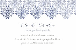 Carton d'invitation mariage Grâce blanc bleu