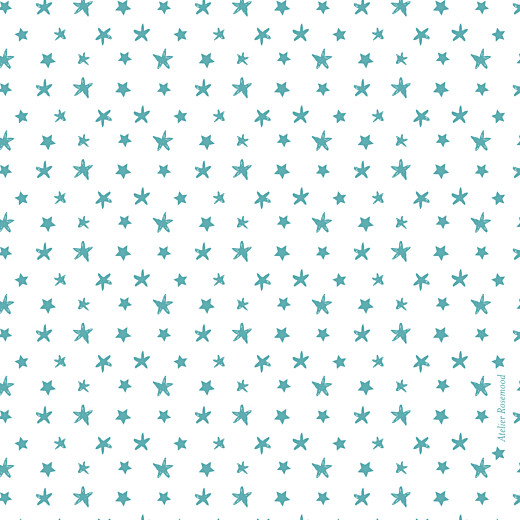 Carte de remerciement Petit ruban étoilé blanc turquoise - Verso