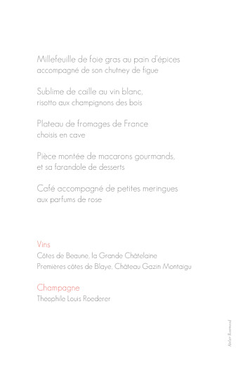 Menu de mariage Moderne photo blanc - Page 2 Menu de mariage Moderne photo blanc - Page 2
