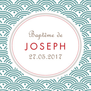 Etiquette de baptême Pattern turquoise Etiquette de baptême Pattern turquoise