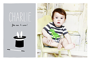 Carte d'anniversaire Abracadabra gris Carte d'anniversaire Abracadabra gris