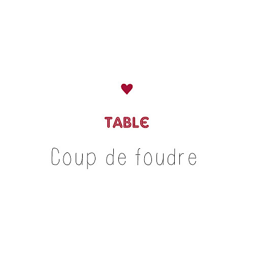 Marque-table mariage Amour rouge Marque-table mariage Amour rouge