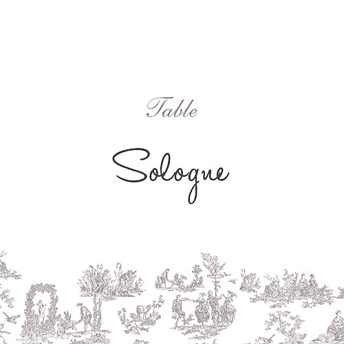 Marque-table mariage Toile de jouy taupe Marque-table mariage Toile de jouy taupe