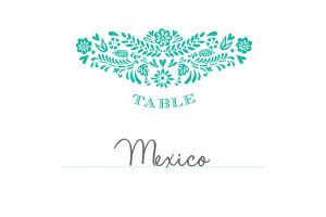 Marque-table mariage Papel Picado menthe