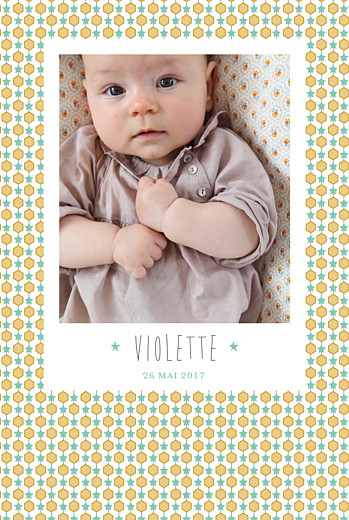 Faire-part de naissance Capri portrait photo moutarde Faire-part de naissance Capri portrait photo moutarde