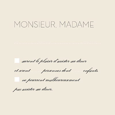 Carton réponse mariage Boudoir beige noir finition Carton réponse mariage Boudoir beige noir finition