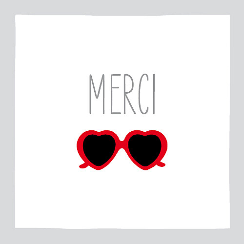 Carte de remerciement Merci chérie gris rouge Carte de remerciement Merci chérie gris rouge
