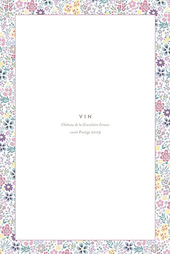 Menu de baptême Mille fleurs rose Menu de baptême Mille fleurs rose