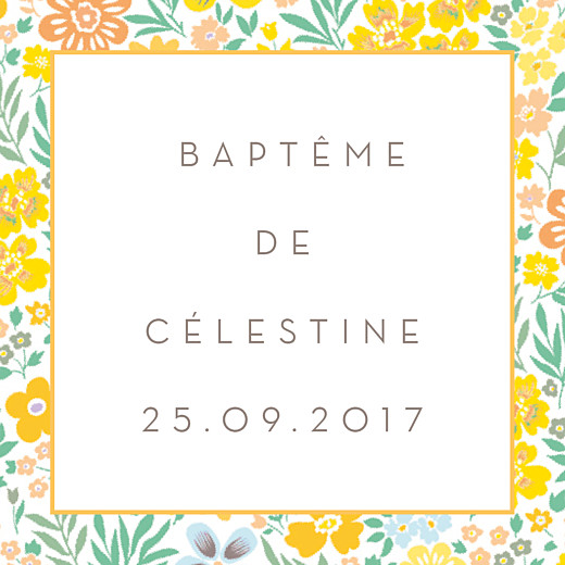 Etiquette de baptême Mille fleurs orange Etiquette de baptême Mille fleurs orange