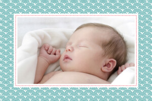 Faire-part de naissance Pattern fantaisie paysage turquoise-rouge Faire-part de naissance Pattern fantaisie paysage turquoise-rouge