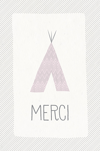 Carte de remerciement Petits tipis beige rose Carte de remerciement Petits tipis beige rose