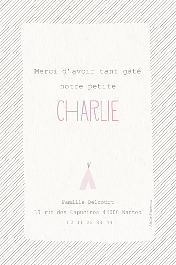 Carte de remerciement Petits tipis beige rose - Page 2 Carte de remerciement Petits tipis beige rose - Page 2