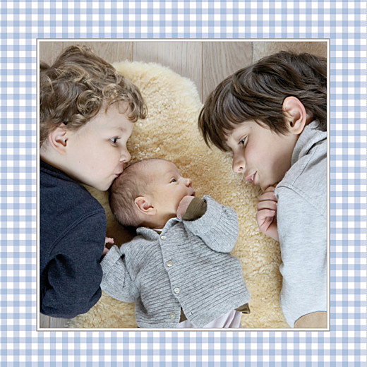 Faire-part de naissance Vichy photo bleu Faire-part de naissance Vichy photo bleu