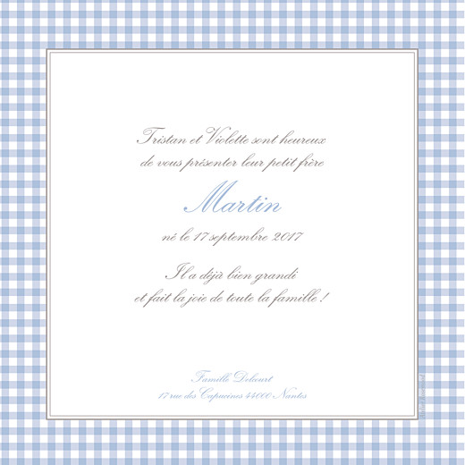 Faire-part de naissance Vichy photo bleu - Page 2 Faire-part de naissance Vichy photo bleu - Page 2