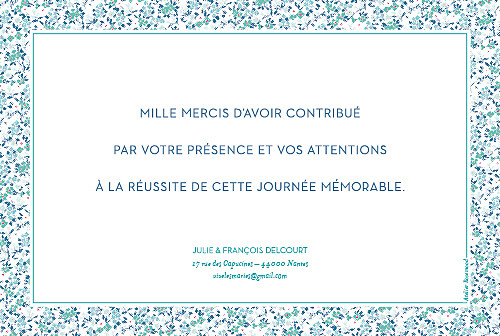 Carte de remerciement mariage Simplement liberty bleu Carte de remerciement mariage Simplement liberty bleu