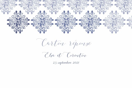 Carton réponse mariage Grâce blanc bleu Carton réponse mariage Grâce blanc bleu