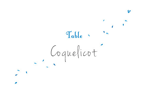 Marque-table mariage Bouquet bleu Marque-table mariage Bouquet bleu
