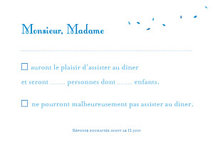 Carton réponse mariage Grand bouquet bleu Carton réponse mariage Grand bouquet bleu