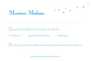 Carton réponse mariage Grand bouquet bleu Carton réponse mariage Grand bouquet bleu