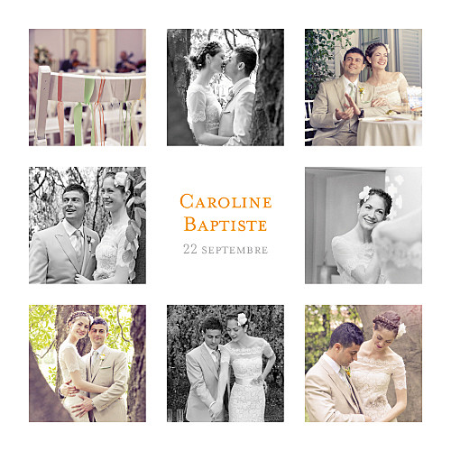 Carte de remerciement mariage Simple 8 photos blanc Carte de remerciement mariage Simple 8 photos blanc