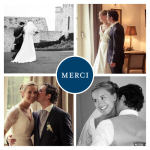 Carte de remerciement mariage Chic 4 photos bleu roi Carte de remerciement mariage Chic 4 photos bleu roi