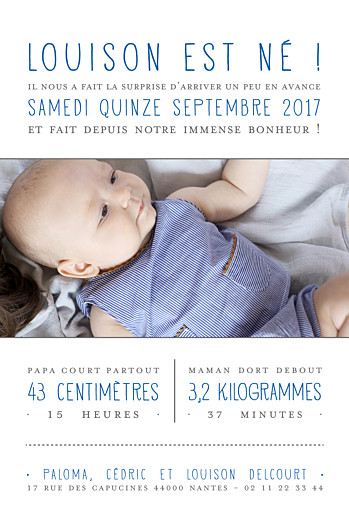 Faire-part de naissance À la une ! blanc Faire-part de naissance À la une ! blanc