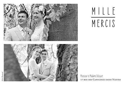 Carte de remerciement mariage Toi & Moi (paysage) 3 photos blanc - Verso Carte de remerciement mariage Toi & Moi (paysage) 3 photos blanc - Verso