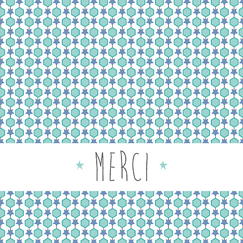 Carte de remerciement Merci capri bleu Carte de remerciement Merci capri bleu