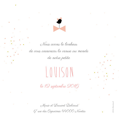 Faire-part de naissance Bucolique gris rose Faire-part de naissance Bucolique gris rose