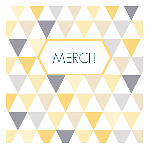 Carte de remerciement Merci triangles photo jaune taupe Carte de remerciement Merci triangles photo jaune taupe
