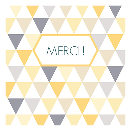 Carte de remerciement Merci triangles photo jaune violet Carte de remerciement Merci triangles photo jaune violet