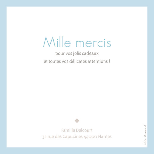 Carte de remerciement Merci triangles bleu - Verso Carte de remerciement Merci triangles bleu - Verso
