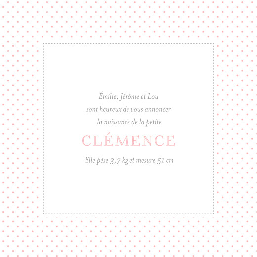 Faire-part de naissance Pois chics (4 pages) rose Faire-part de naissance Pois chics (4 pages) rose
