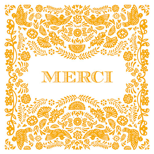 Carte de remerciement Merci papel picado orange - Recto Carte de remerciement Merci papel picado orange - Recto