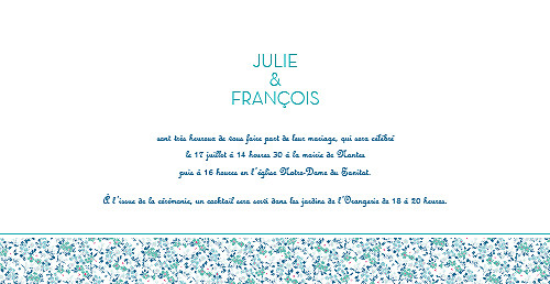 Faire-part de mariage Simplement liberty (pano) bleu Faire-part de mariage Simplement liberty (pano) bleu