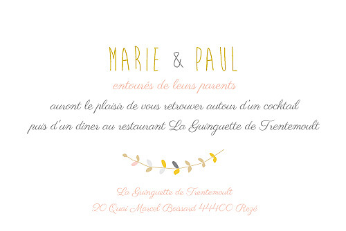 Carton d'invitation mariage Tandem rose ocre - Page 1