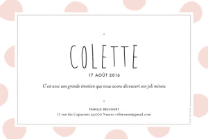 Faire-part de naissance Big dots photo rose Faire-part de naissance Big dots photo rose
