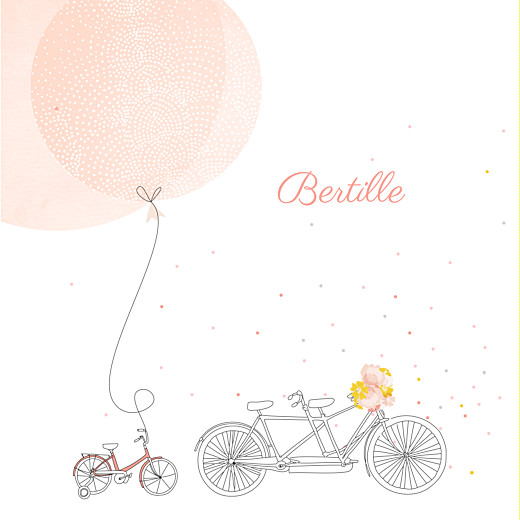 Faire-part de naissance À bicyclette (1 enfant) photos corail Faire-part de naissance À bicyclette (1 enfant) photos corail