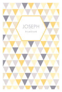 Faire-part de naissance Triangles bilingue (2 photos) jaune taupe Faire-part de naissance Triangles bilingue (2 photos) jaune taupe