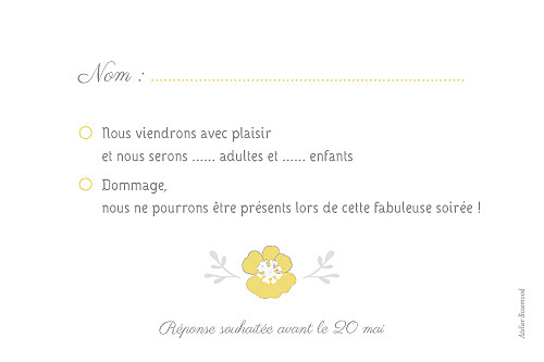 Carton réponse mariage Couronne champêtre blanc ocre Carton réponse mariage Couronne champêtre blanc ocre